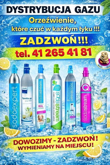 Sodastream butla CO2 napełnianie - wymiana - dowóz Ostrowiec Św.
