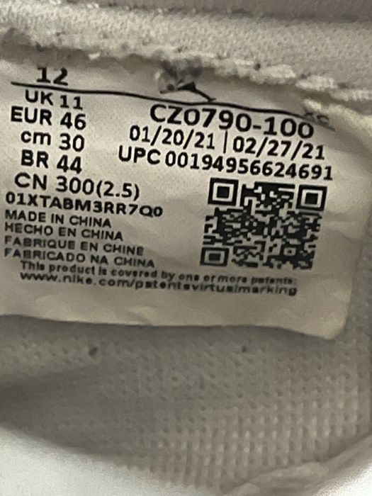 Кросівки 45 розмір Jordan 1 Low og whaite оригінал