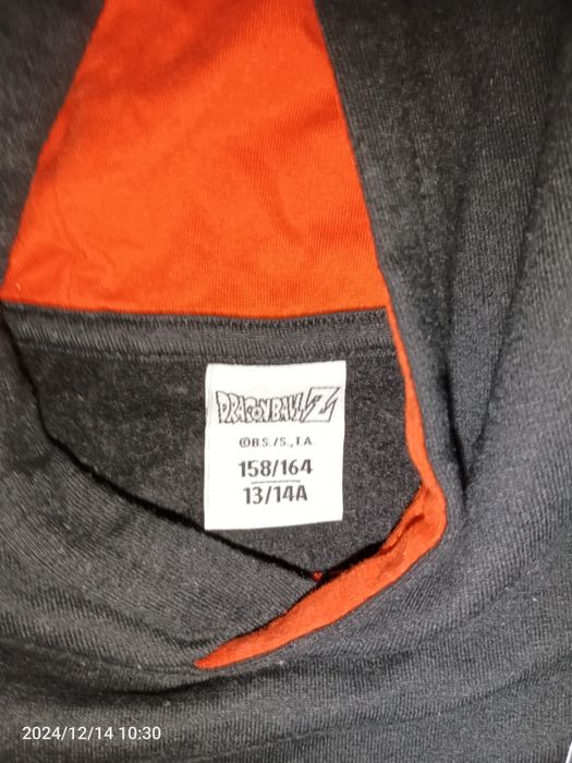 Bluza Dragon Ball rozmiar 158/164, wymiary na zdjęciu