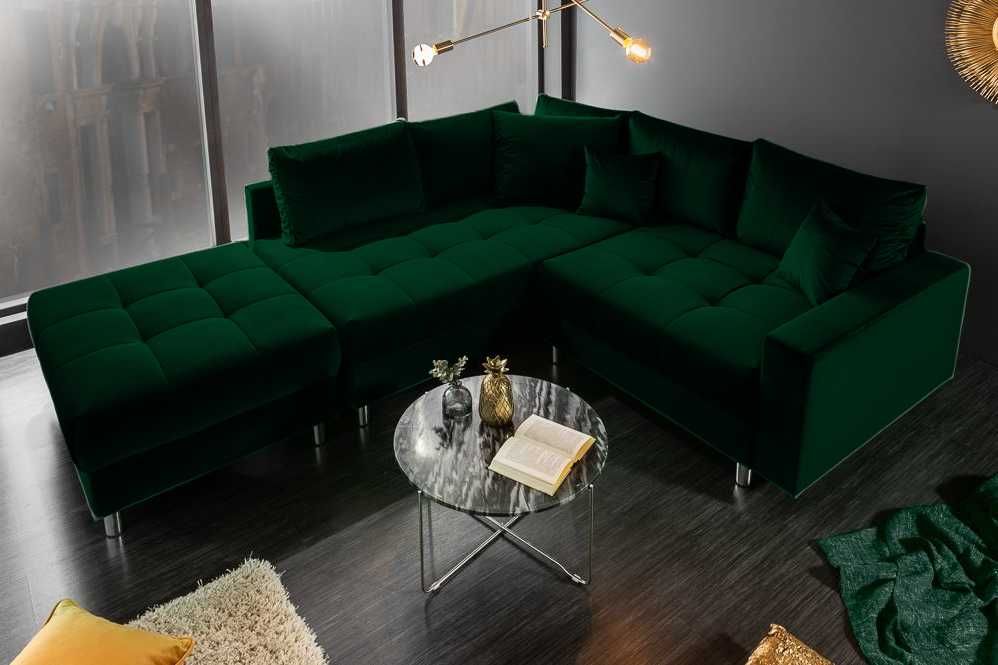 Narożnik z dużą pufą ,funkcja spania,pojemnik i sprężyny