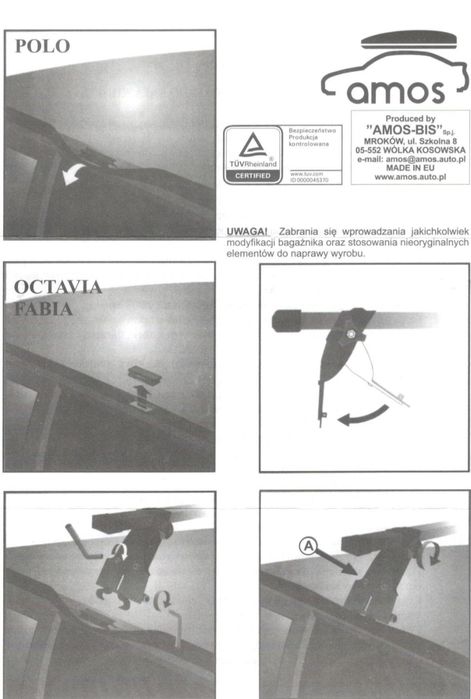 Багажник на дах для SKODA Octavia 2004>2010 Amos Polo 1.2