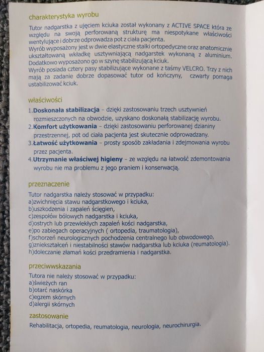 Orteza, stabilizer, tutor nadgarstka