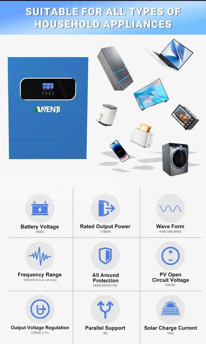 Гибридный инвертор ANENJI 6,2 кВт для дома и квартиры