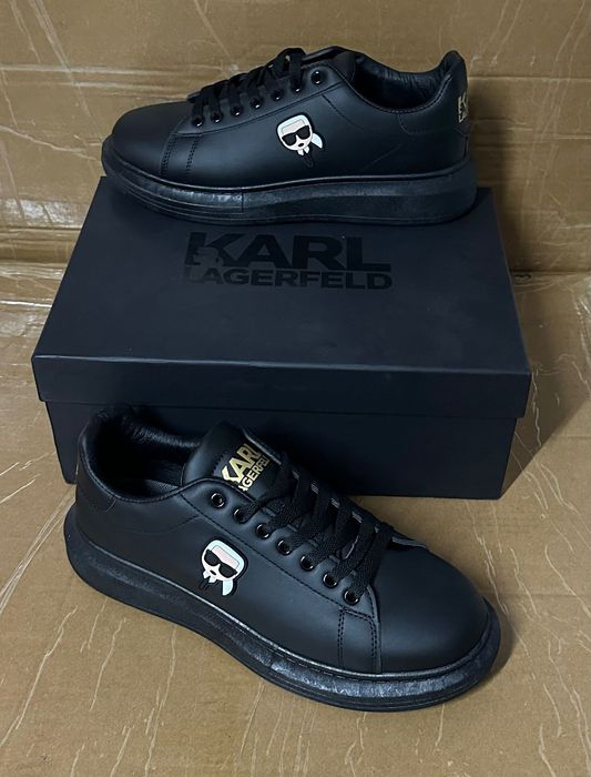 Buty Karl Lagerfeld czarne skorzane sneakers 40  | PROMOCJA 50%