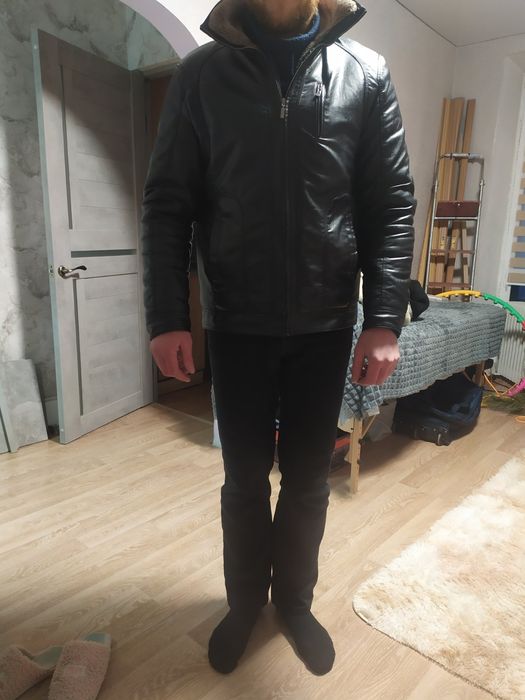 Кожанная Куртка,Черная,Мужская,Зимняя