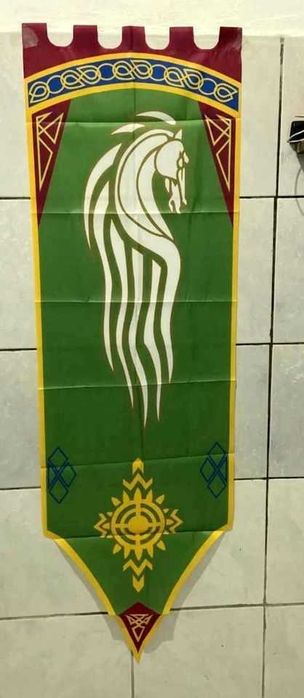 2 Estandarte Medieval 1,50cm x 46cm Bandeira Guerra Tronos Rohan