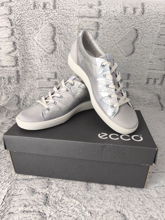 Sneakersy skórzane Ecco Soft 7 srebrne rozmiar 38
