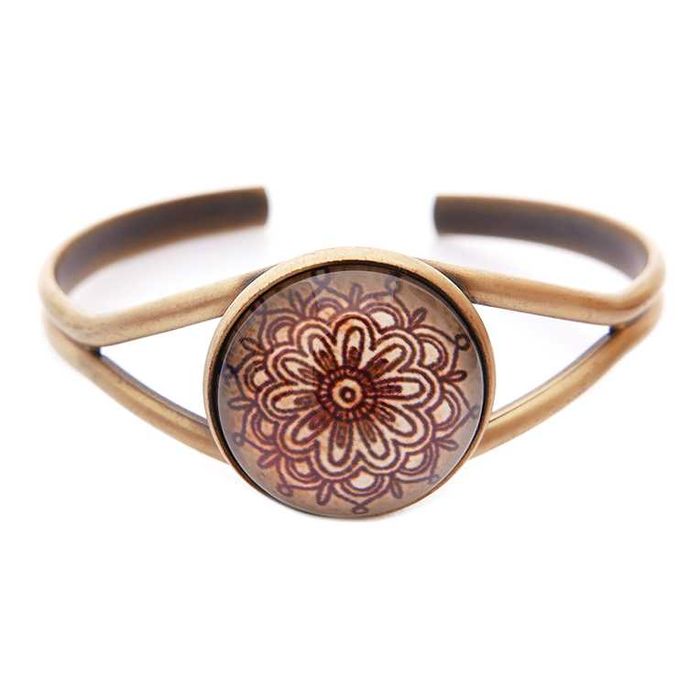Bransoletka bangle wsuwana złota Mandala Intuicyjna czakra boho orient