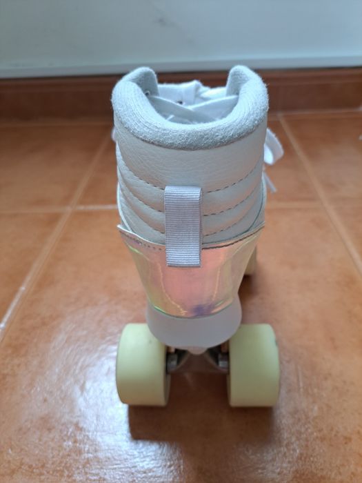 Patins de 4 Rodas QUAD 100 Criança Branco Holográfico - OXELO