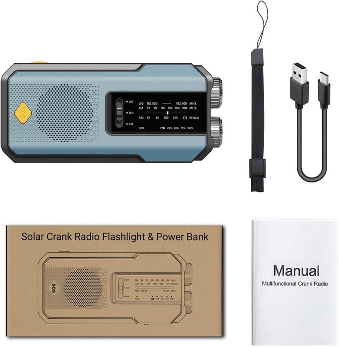 Radio de Emergência Solar Dínamo Power Bank