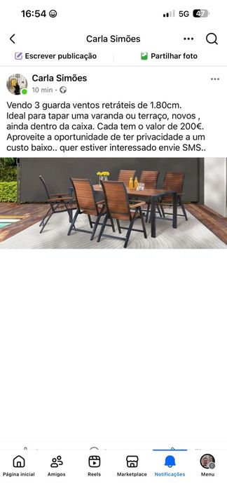 Guarda vento retrátil 1.80cm por 4 metros