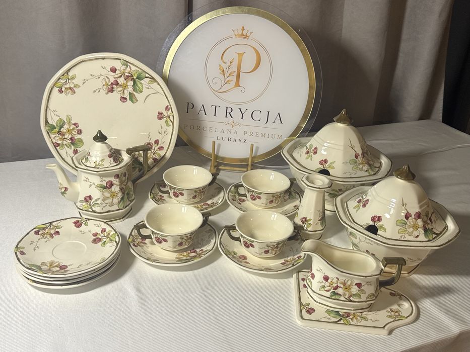 Villeroy & Boch przesliczny serwis . Naczynia w kwiaty . Porcelana Villeroy & Boch . Duza waza do zupy. Piekna sosjerka . Duzy talerz do ciasta .