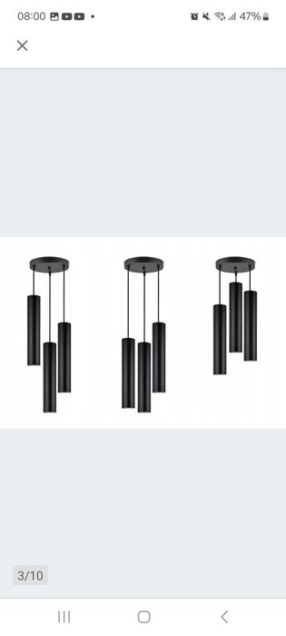 Lampa loft tuby czarna