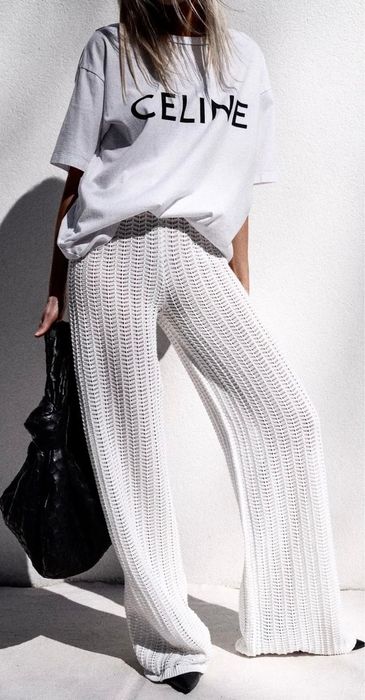 Bawełniane szydełkowe spodnie plażowe z Oysho