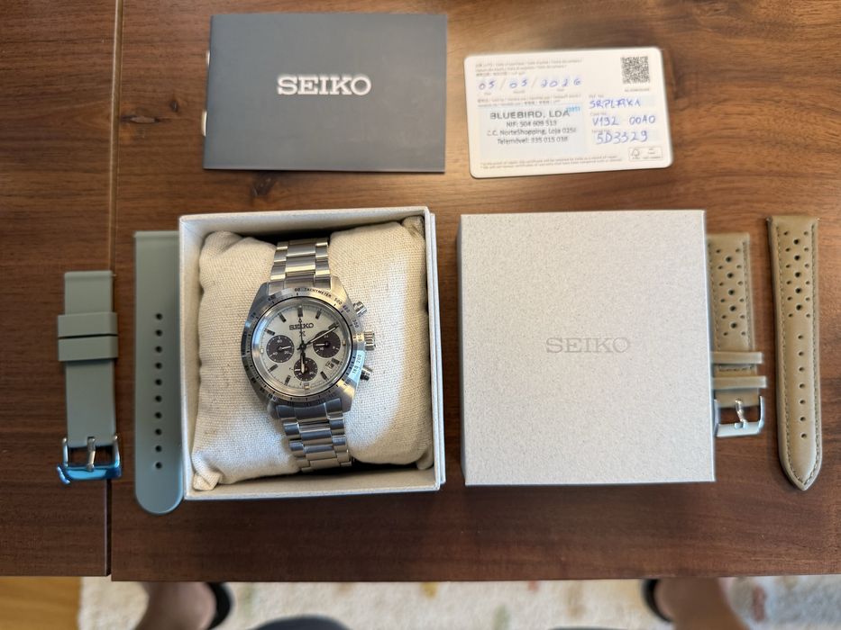 Relógio Seiko Speedtimer Verde Claro com duas pulseiras extras!
