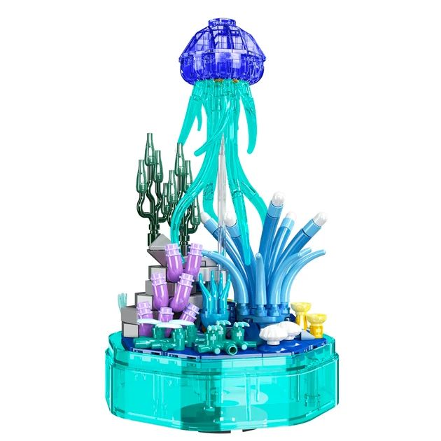 Конструктор Mould King музична шкатулка Медуза під прозорою колбою