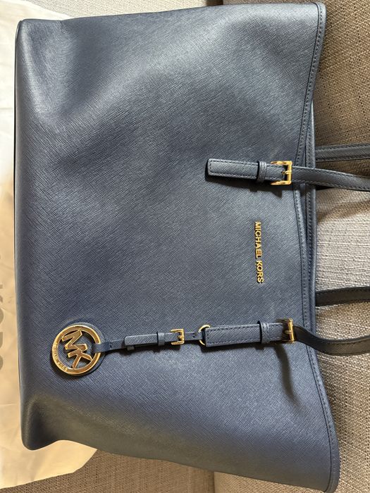 Torba shopper Jet lag, large, skóra, kolor navy Blue