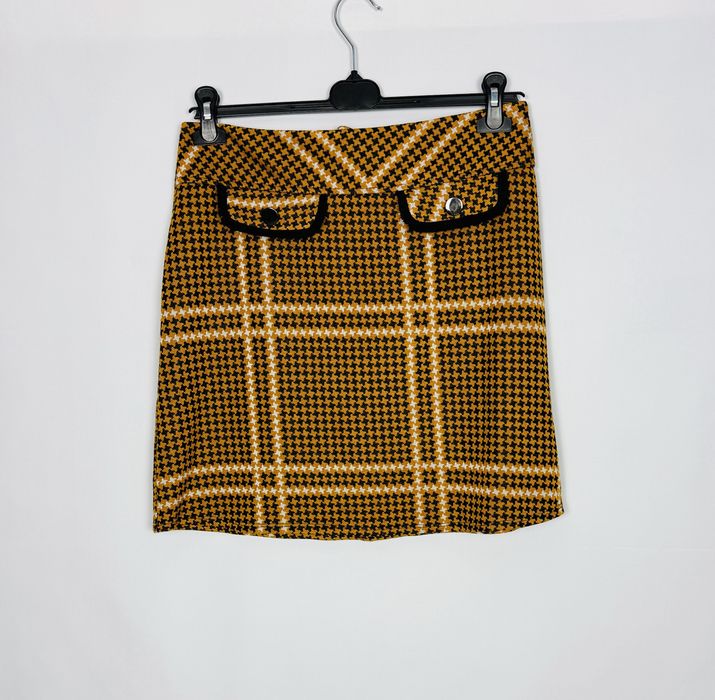 Musztardowa spódniczka w kratę XL 42