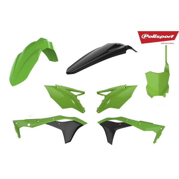 kit plasticos polisport verde / preto kawasaki kx 250f