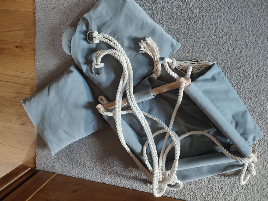 Huśtawka miś do domu i ogrodu szara welur