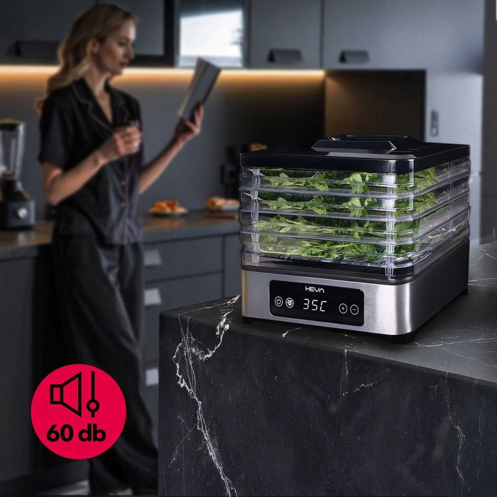 Suszarka do grzybów owoców HEVA +6 SIT 450W Inox duża aż 12L TIMER