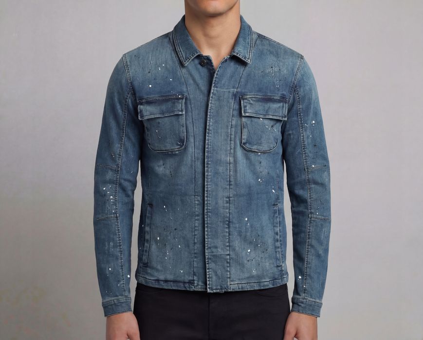Tigha Jeansowa Kurtka Męska Vintage Mid Blue Slim Xl