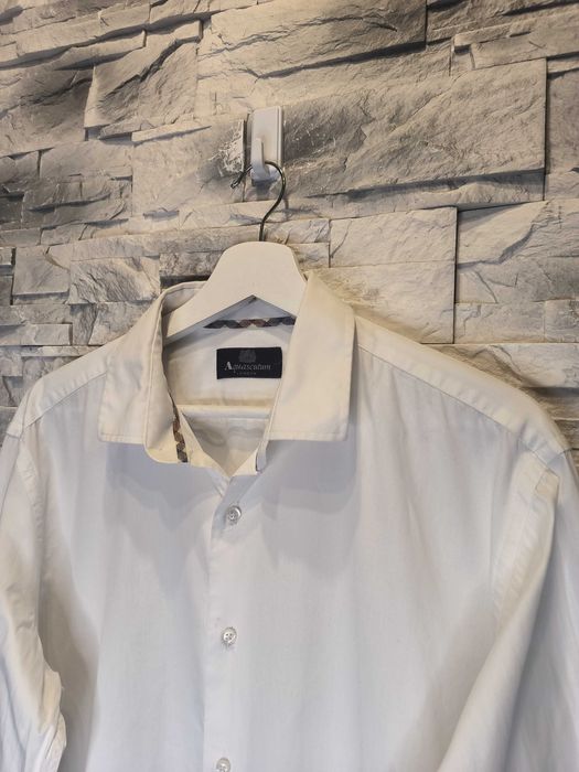 Koszula Aquascutum Biała Długi Rękaw Logo 42 Męska