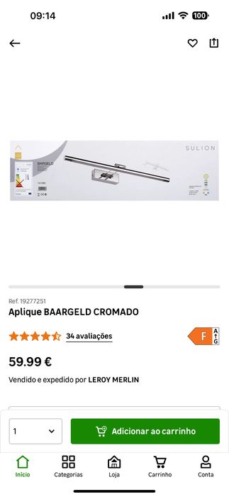 Aplique de parede para quadro marca BAARGELD - luz fria