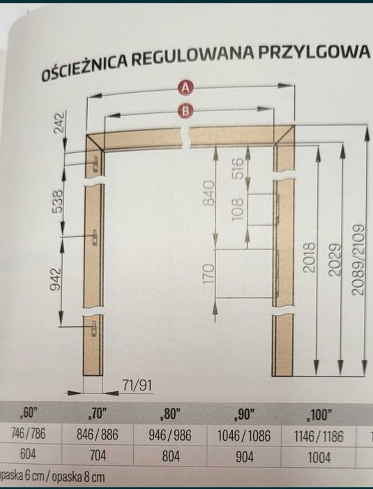 Drzwi wewnętrzne lewe erkado 90 cm daglezja