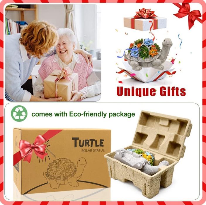 Solarne figurki ogrodowe, żółw