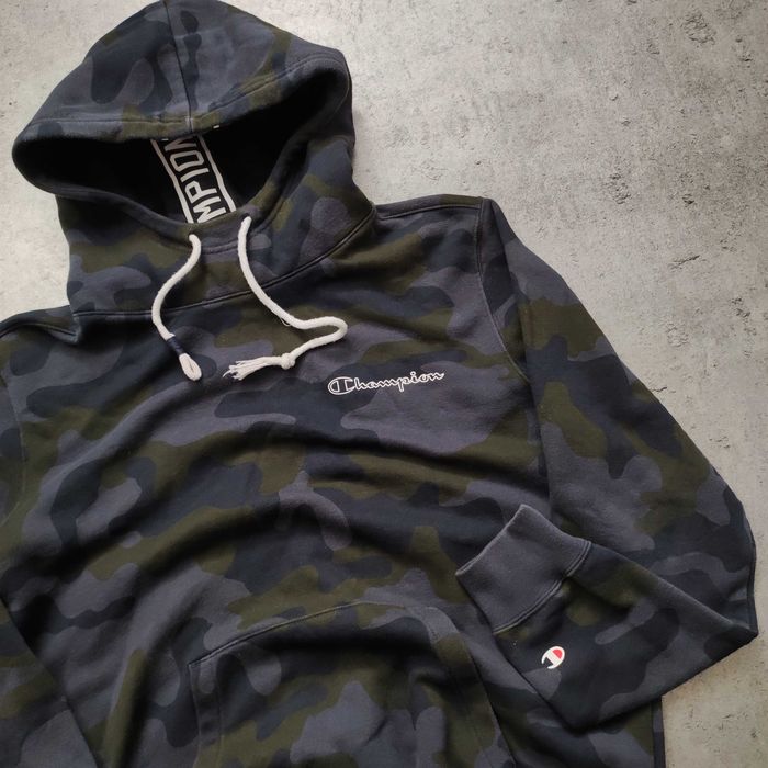 MĘSKA Bluza z Kapturem Hoodie Camo Moro Champion Logo Sportowa