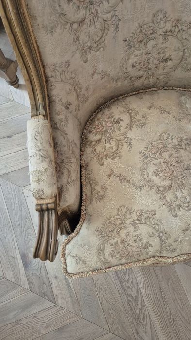 Fotel berżera francuska, stylowy, 'ludwik', retro fotel stary