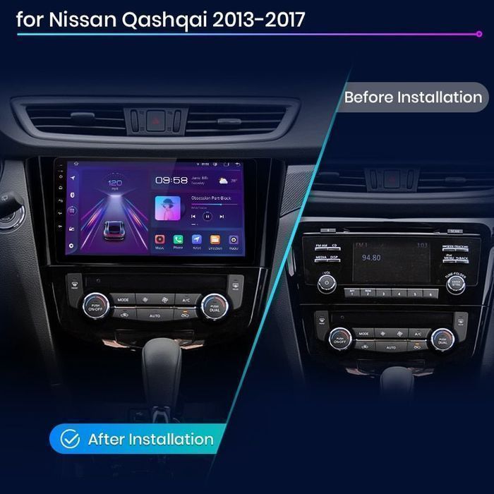Ekran Radio 10.1" Android CarPlay Navi Niss Qashqai J11 XTrail T32 PL