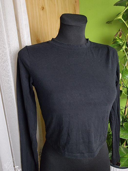 Czarna bluzka longsleeve Basic XS 34 bawełna