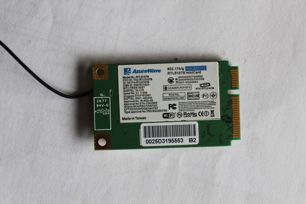 Placa de rede Wireless - WIFI para portátil + cabo de ligação interno