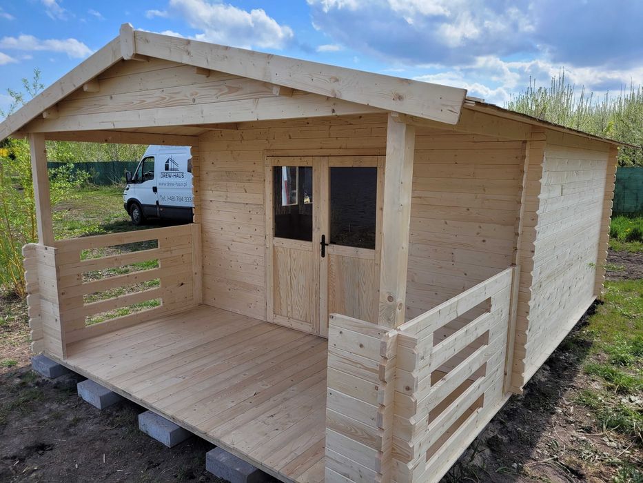 Od RĘKI masywny DREWNIANY domek letniskowy+TARAS*6mx4m*24 m2*ściany 34