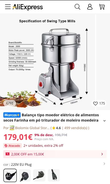 spice mill for grains or coffee. moinho profissional de especiarias.