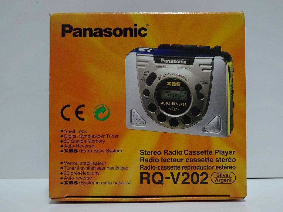 NOWY Walkman PANASONIC RQ-V202 (SR) Odtwarzacz Kasetowy/ Radio -1997r.