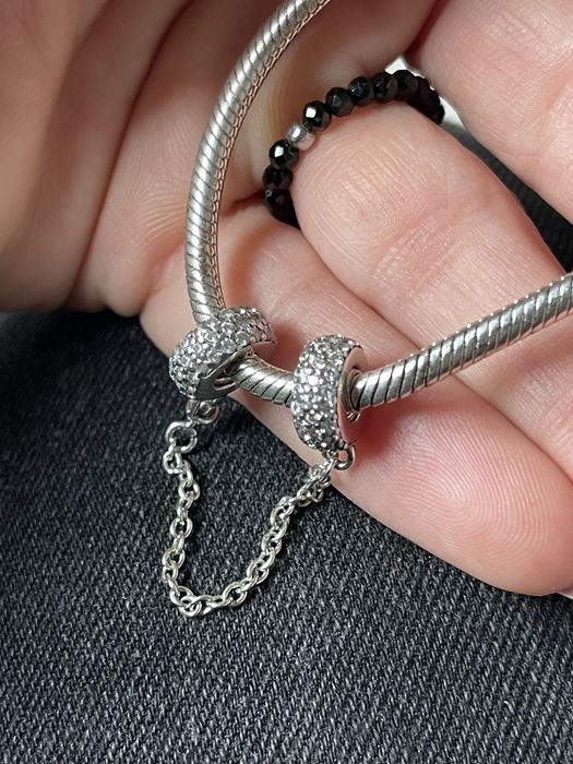 Charms lancuszek zabezpieczajacy srebrny 925 do bransoletki