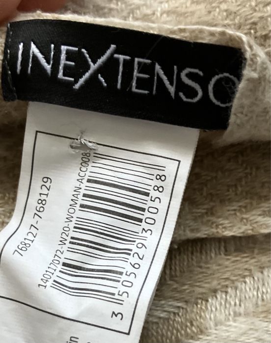 Składana, stylowa chusta beżowo-brązowa krata, InExtenso 100%poliester