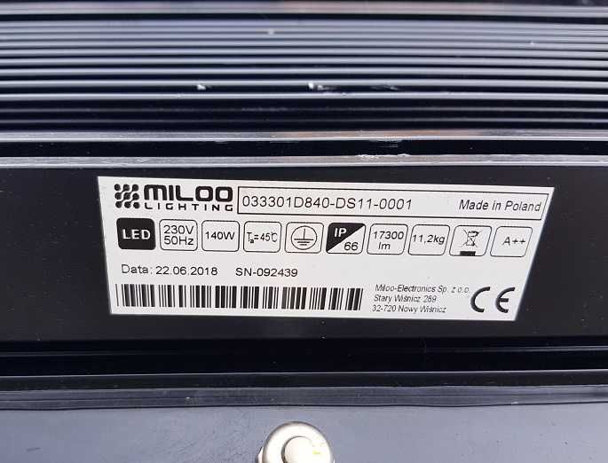 Miloo Lighting Halogen Lampa Przemysłowa Magazynowa 140W Spacem NOWA