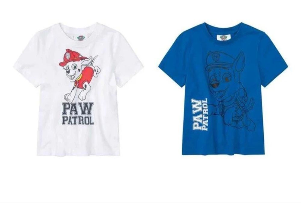 Футболка Pepperts набір 2 шт. дитяча на хлопчика Paw Patrol Щенячий патруль 134-140 см (8-10 років) синя, біла