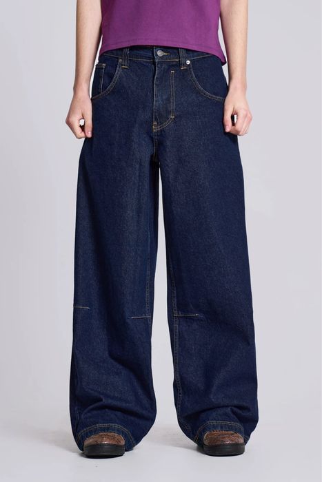 Jaded London Indigo Low Rise Colossus Baggy Jeans Blue