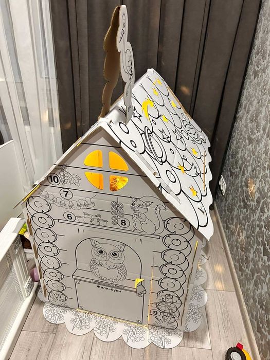 Картонный домик раскраска   95х75х110 см