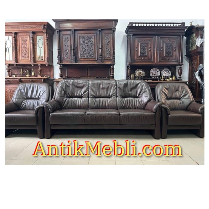 Шкіряний комплект диван + 2 крісла кожа 4175