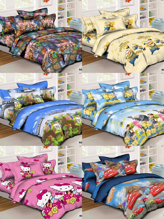 Детское постельное полуторное Роблокс, Майнкрафт, Спайдермен, Миньони