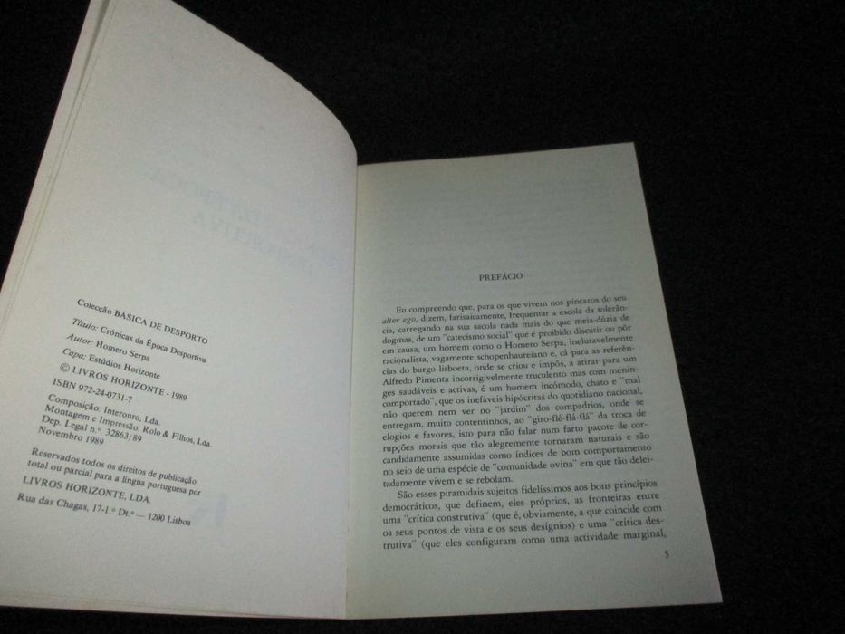 Livro Crónicas da Época Desportiva Homero Serpa