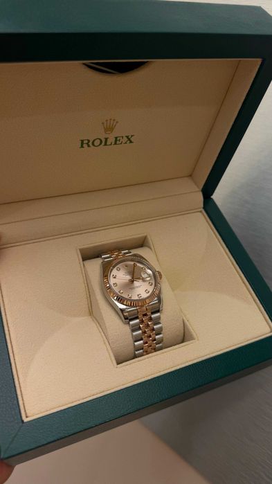 Zegarek Rolex Datejust 36 różowa tarcza z diamentami