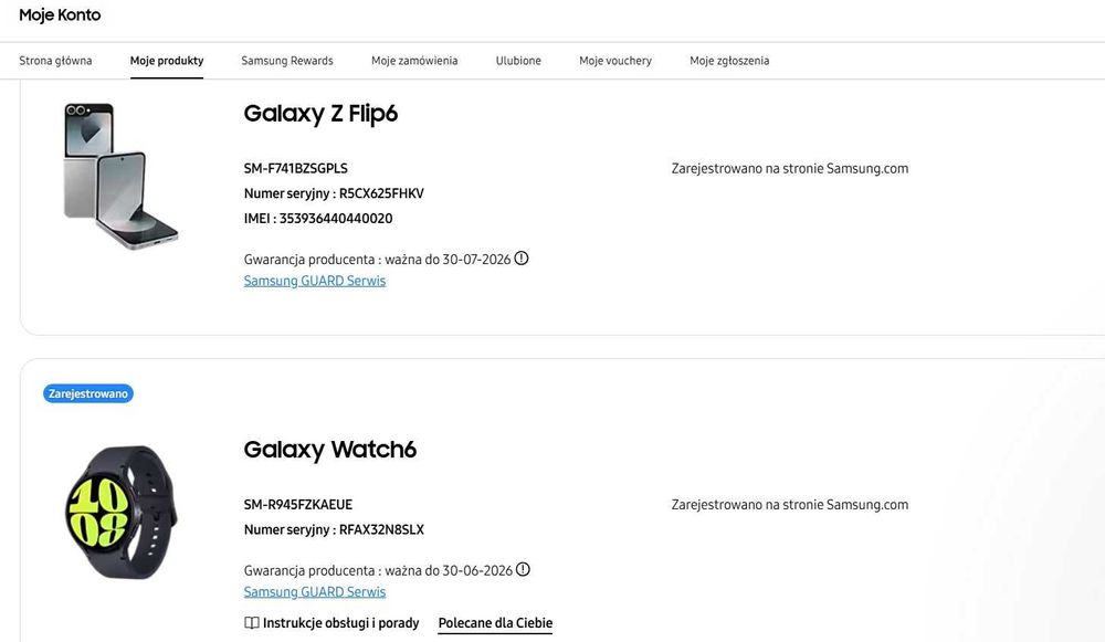 Telefon Samsung Galaxy Z Flip 6 i Galaxy Watch 6 gwarancja