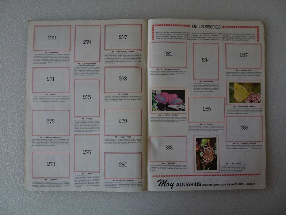 Caderneta de cromos O Mundo Prodigioso dos Animais (faltam 73 cromos)